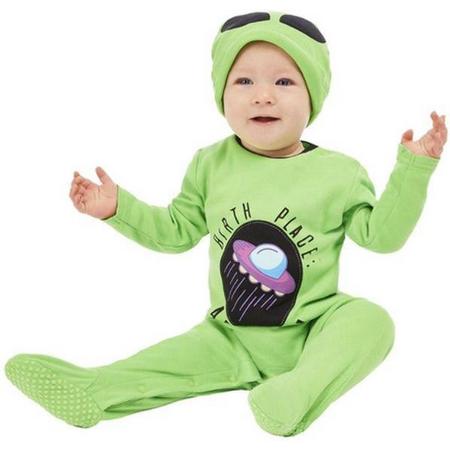Alien Kostuum | Baby Buitenaarts Wezentje Kind Kostuum | 6 - 9 Maanden | Halloween | Verkleedkleding